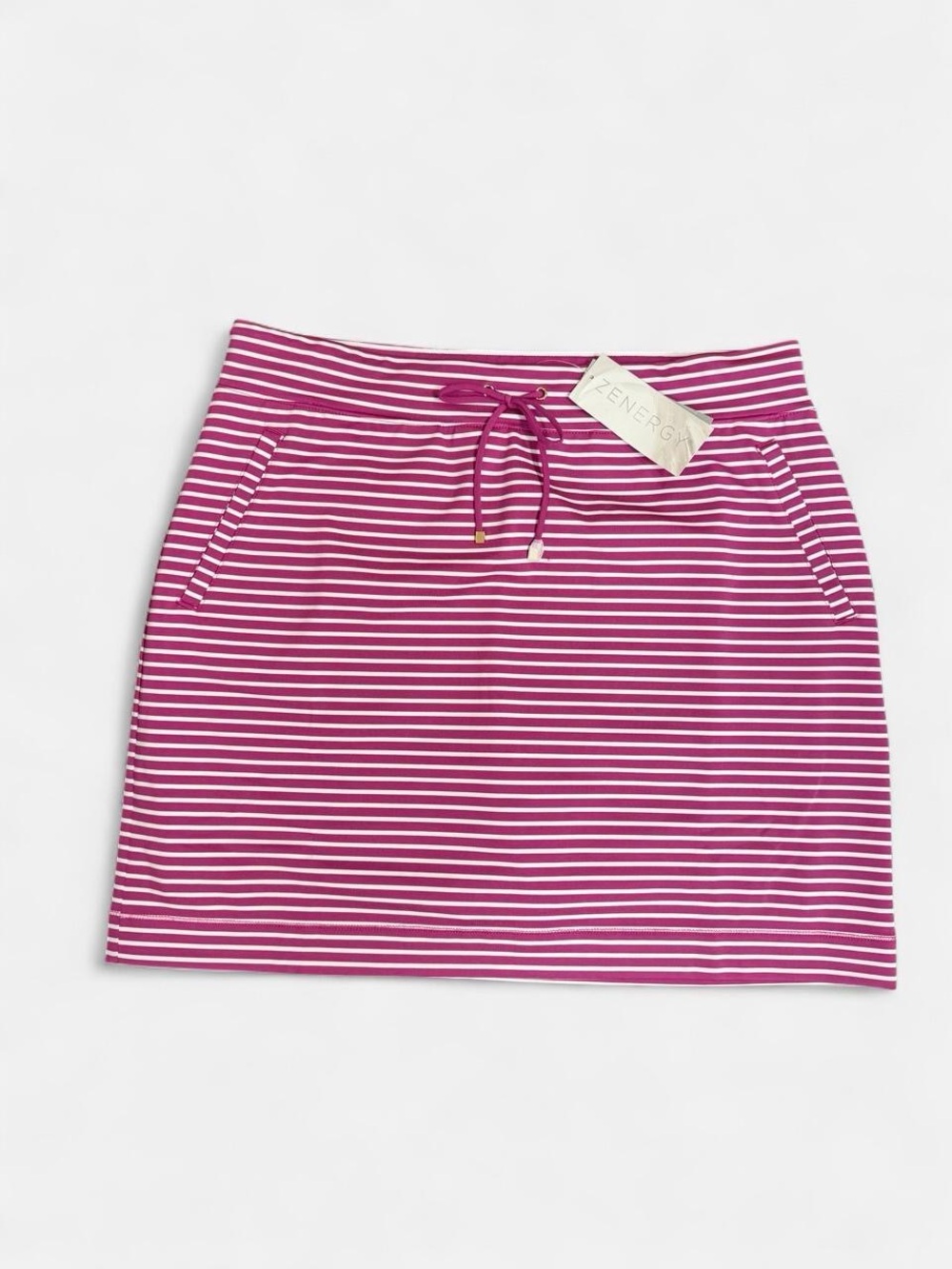 NWT Zenergy Pink Striped Drawstring Athletic Skirt